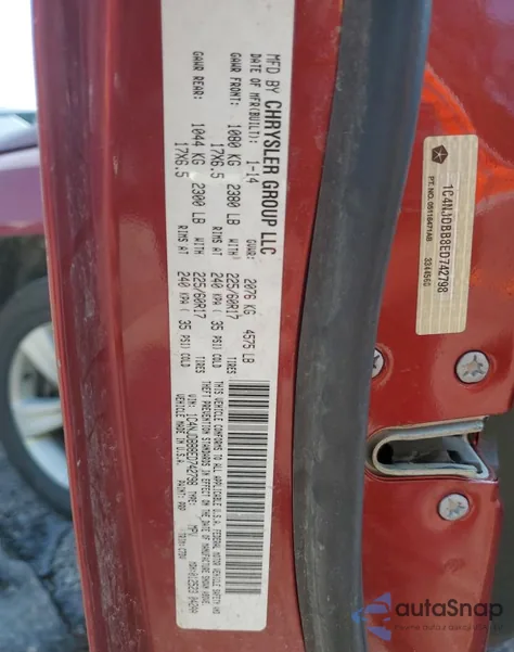 2014 Jeep Compass Sport from USA, damaged, VIN 1C4NJDBB8ED742798